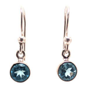 Blue Apatite Round Faceted Sterling Silver Earrings Blue Apatite Round Faceted Sterling Silver Earrings