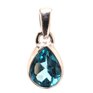 Blue Apatite Teardrop Faceted Sterling Silver Pendant Blue Apatite Teardrop Faceted Sterling Silver Pendant