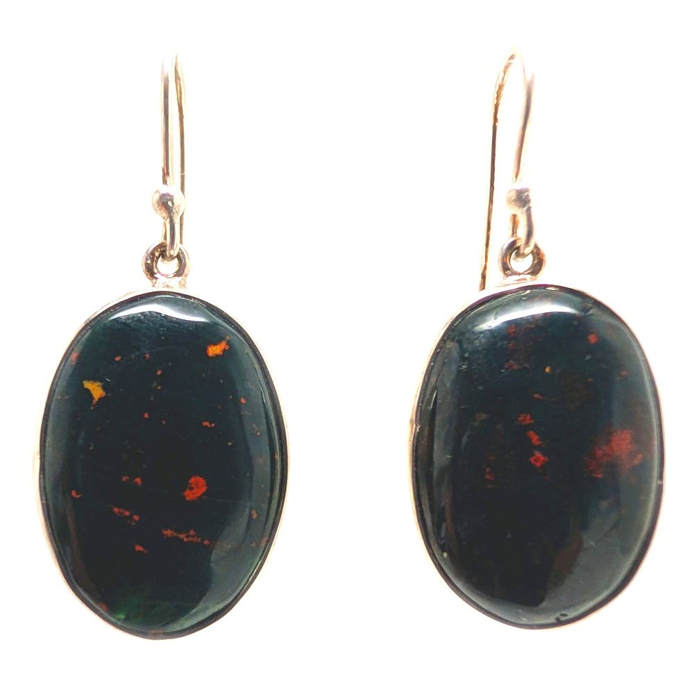 Bloodstone Oval Sterling Silver Earrings Bloodstone Oval Sterling Silver Earrings - Image 2