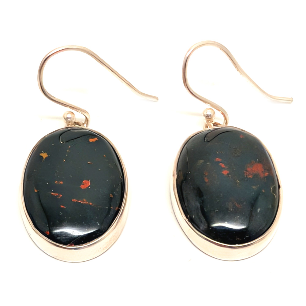 Bloodstone Oval Sterling Silver Earrings Bloodstone Oval Sterling Silver Earrings