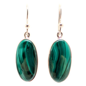 Malachite Oval Sterling Silver Earrings Malachite Oval Sterling Silver Earrings