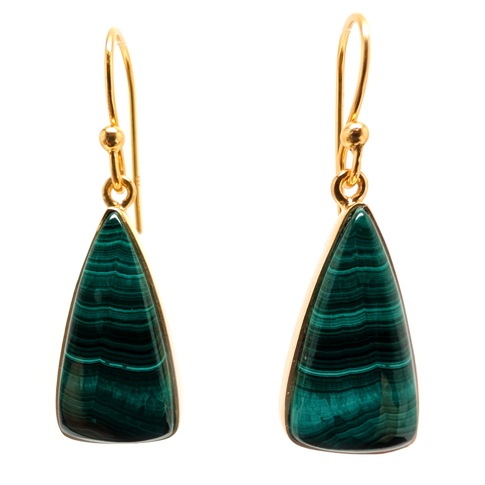 Malachite Gold Vermeil Earrings Malachite Gold Vermeil Earrings - Image 2