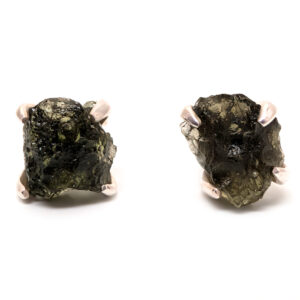 Moldavite Sterling Silver Stud Earrings Moldavite Sterling Silver Stud Earrings