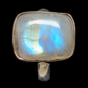 Rainbow Moonstone Rectangular Sterling Silver Ring; size 10 1/4 Rainbow Moonstone Rectangular Sterling Silver Ring; size 10 1/4