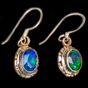 Black Opal Oval Faceted Sterling Silver Earrings Black Opal Oval Faceted Sterling Silver Earrings