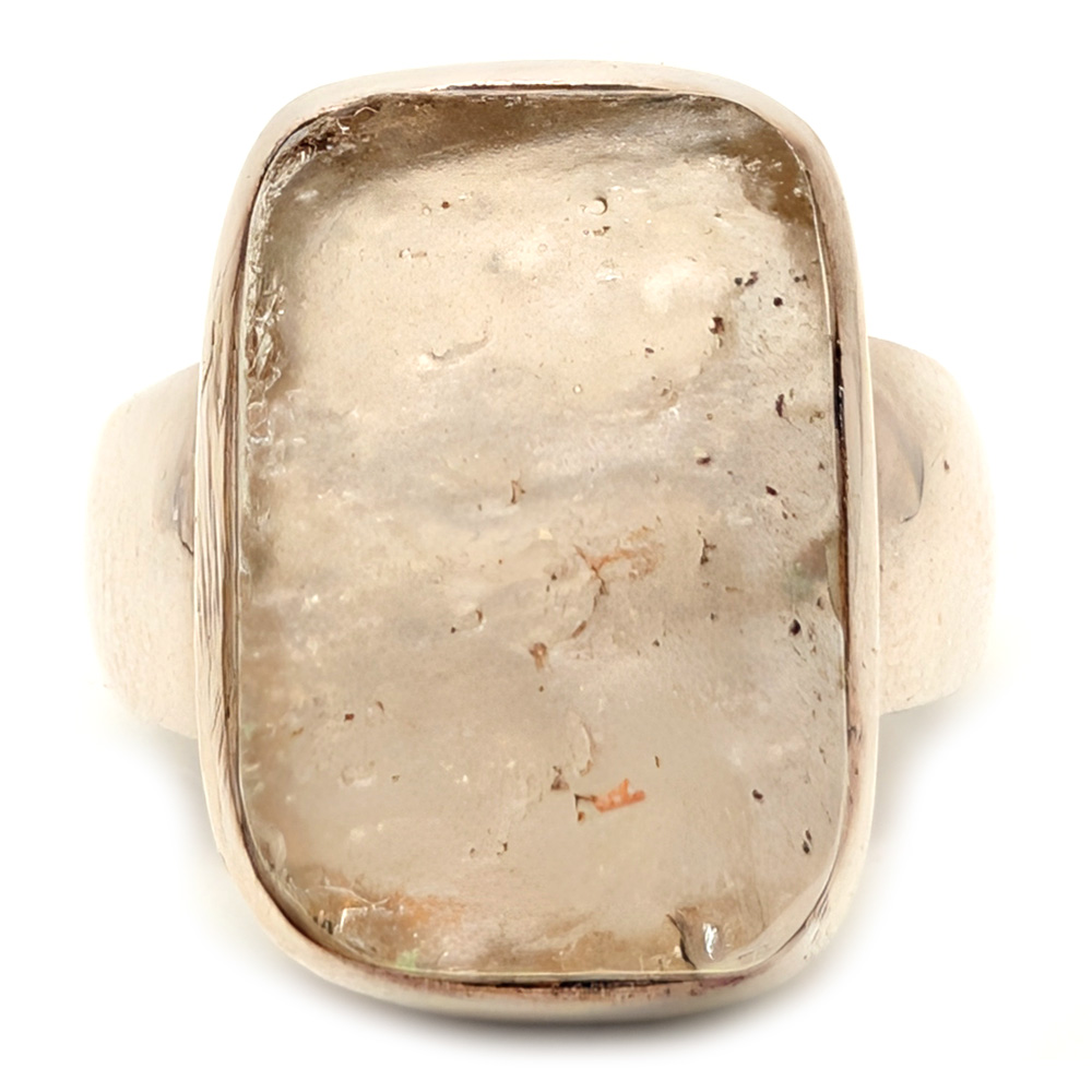 Libyan Desert Glass Oval Sterling Silver Ring; size 8 1/4 Libyan Desert Glass Oval Sterling Silver Ring; size 8 1/4 - Image 2