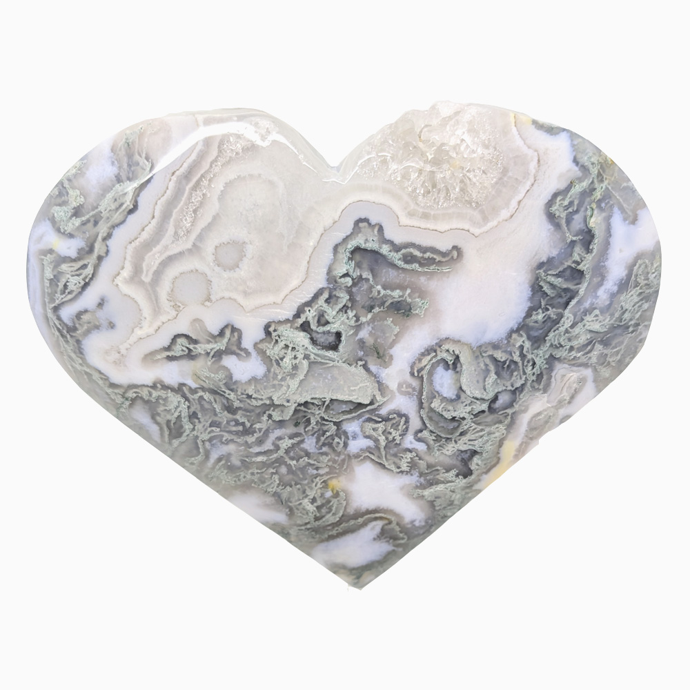 Moss Agate Heart, Large Moss Agate Heart, Large