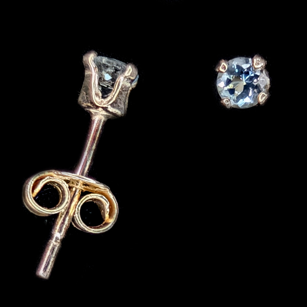 Aquamarine Round Faceted Sterling Silver Stud Earrings Aquamarine Round Faceted Sterling Silver Stud Earrings - Image 2