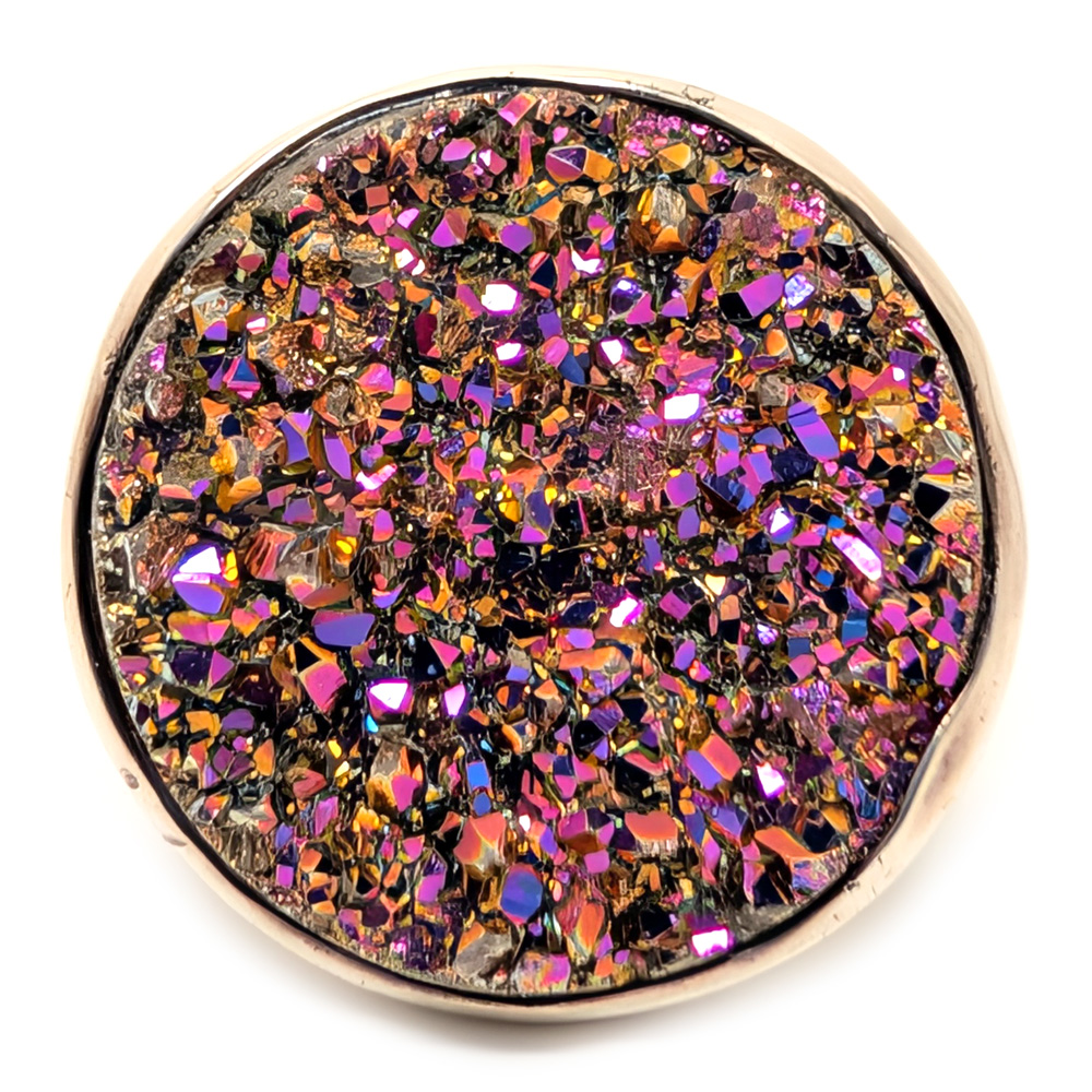 Aurora Quartz Druzy Round Sterling Silver Ring; size 7 Aurora Quartz Druzy Round Sterling Silver Ring; size 7 - Image 3