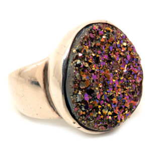 Aurora Quartz Druzy Round Sterling Silver Ring; size 7 Aurora Quartz Druzy Round Sterling Silver Ring; size 7