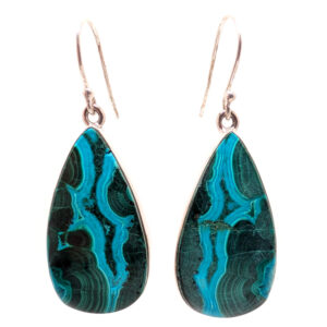 Chrysocolla Malachite Teardrop Sterling Silver Earrings
