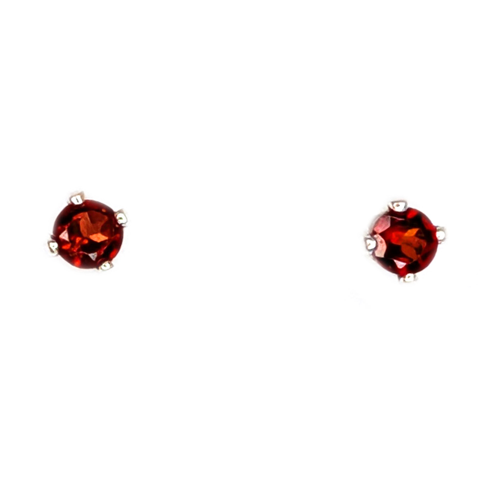 Garnet Round Faceted Sterling Silver Stud Earrings Garnet Round Faceted Sterling Silver Stud Earrings