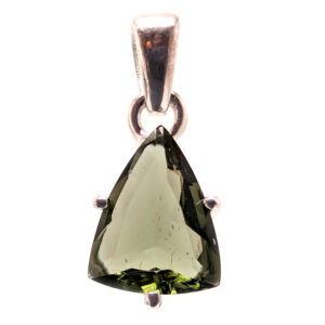 Moldavite Trilliant-Cut Sterling Silver Pendant