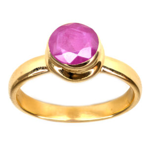Ruby Round Faceted Gold Vermeil Ring; size 6 1/2