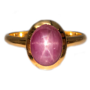 Star Ruby Oval Gold Vermeil Ring; size 8 1/2