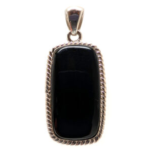 Black Onyx Rectangular Sterling Silver Pendant