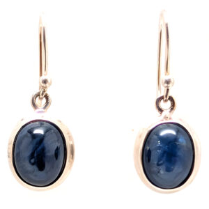 Sapphire Oval Sterling Silver Earrings