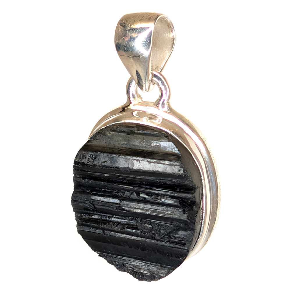 Black Tourmaline Oval Sterling Silver Pendant Black Tourmaline Oval Sterling Silver Pendant - Image 2