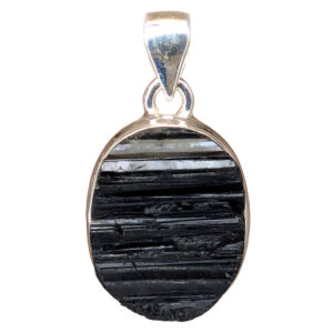 Black Tourmaline Oval Sterling Silver Pendant Black Tourmaline Oval Sterling Silver Pendant