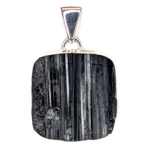 Black Tourmaline Square Sterling Silver Pendant Black Tourmaline Square Sterling Silver Pendant