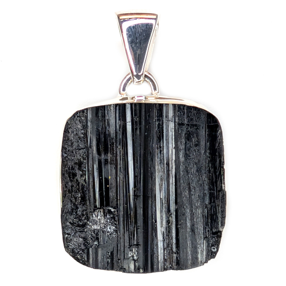 Black Tourmaline Square Sterling Silver Pendant Black Tourmaline Square Sterling Silver Pendant