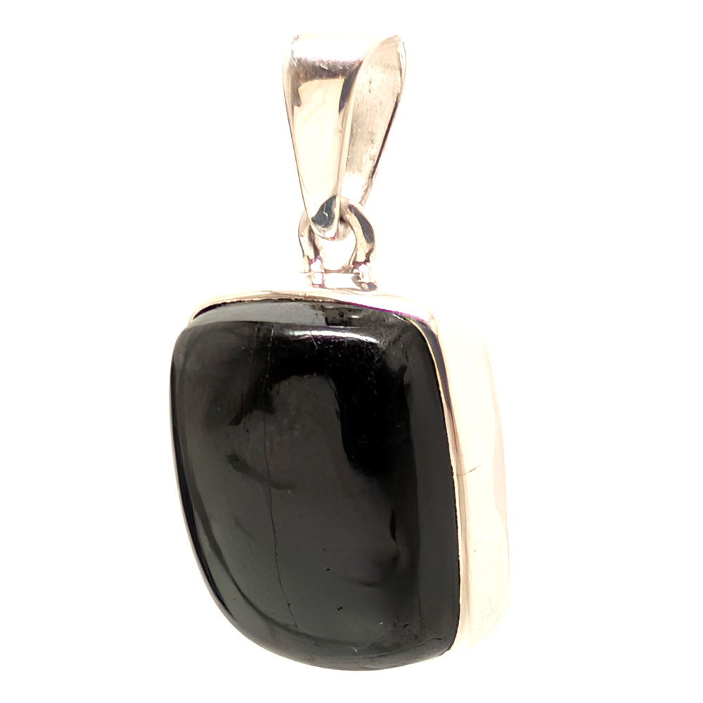 Black Tourmaline Rectangular Sterling Silver Pendant Black Tourmaline Rectangular Sterling Silver Pendant - Image 2