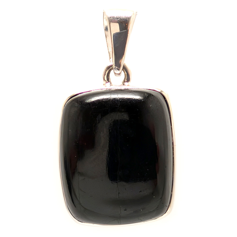 Black Tourmaline Rectangular Sterling Silver Pendant Black Tourmaline Rectangular Sterling Silver Pendant