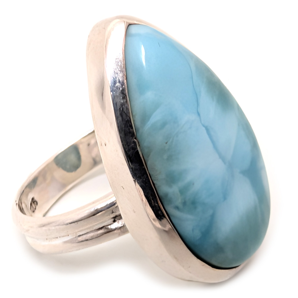 Larimar Teardrop Sterling Silver Ring; Size 6 Larimar Teardrop Sterling Silver Ring; Size 6