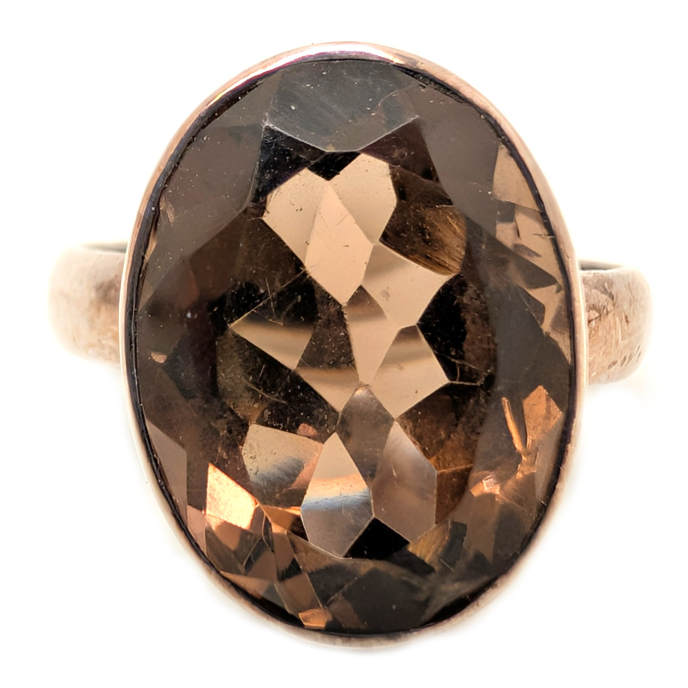Smoky Quartz Oval Faceted Sterling Silver Ring; size 8 3/4 Smoky Quartz Oval Faceted Sterling Silver Ring; size 8 3/4 - Image 2