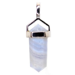 Blue Lace Agate Simple Crystal Sterling Silver Pendant