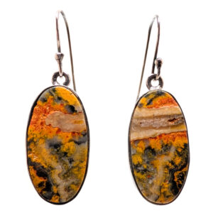 Bumblebee Jasper Oval Sterling Silver Earrings