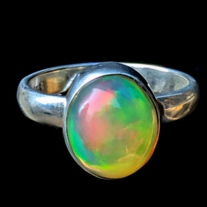 Ethiopian Opal Oval Sterling Silver Ring; size 5 Ethiopian Opal Oval Sterling Silver Ring; size 5