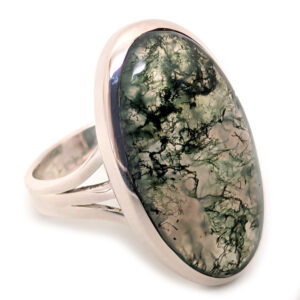 Moss Agate Oval Sterling Silver Ring; size 5 1/2 Moss Agate Oval Sterling Silver Ring; size 5 1/2