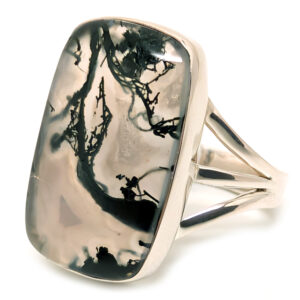 Moss Agate Rectangular Sterling Silver Ring; size 7 Moss Agate Rectangular Sterling Silver Ring; size 7