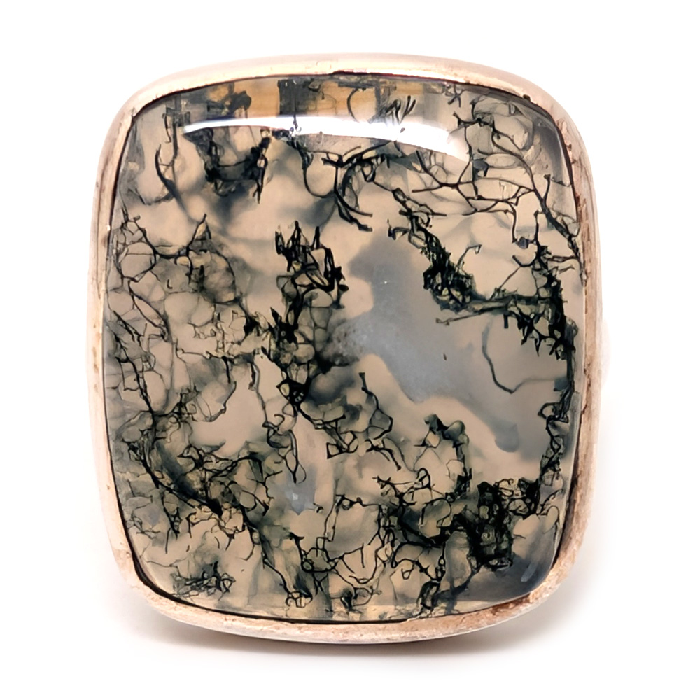 Moss Agate Rectangular Sterling Silver Ring; size 9 Moss Agate Rectangular Sterling Silver Ring; size 9 - Image 2