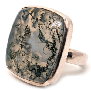 Moss Agate Rectangular Sterling Silver Ring; size 9 Moss Agate Rectangular Sterling Silver Ring; size 9