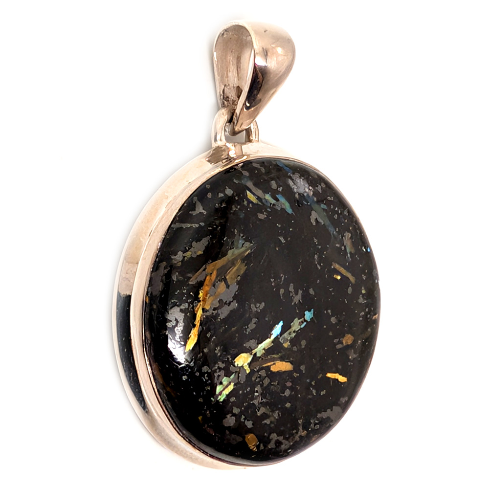 Nuummite Round Sterling Silver Pendant Nuummite Round Sterling Silver Pendant - Image 2