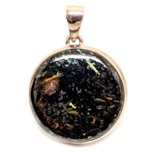 Nuummite Round Sterling Silver Pendant Nuummite Round Sterling Silver Pendant