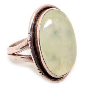 Prehnite Oval Sterling Silver Ring; size 7 1/4 Prehnite Oval Sterling Silver Ring; size 7 1/4