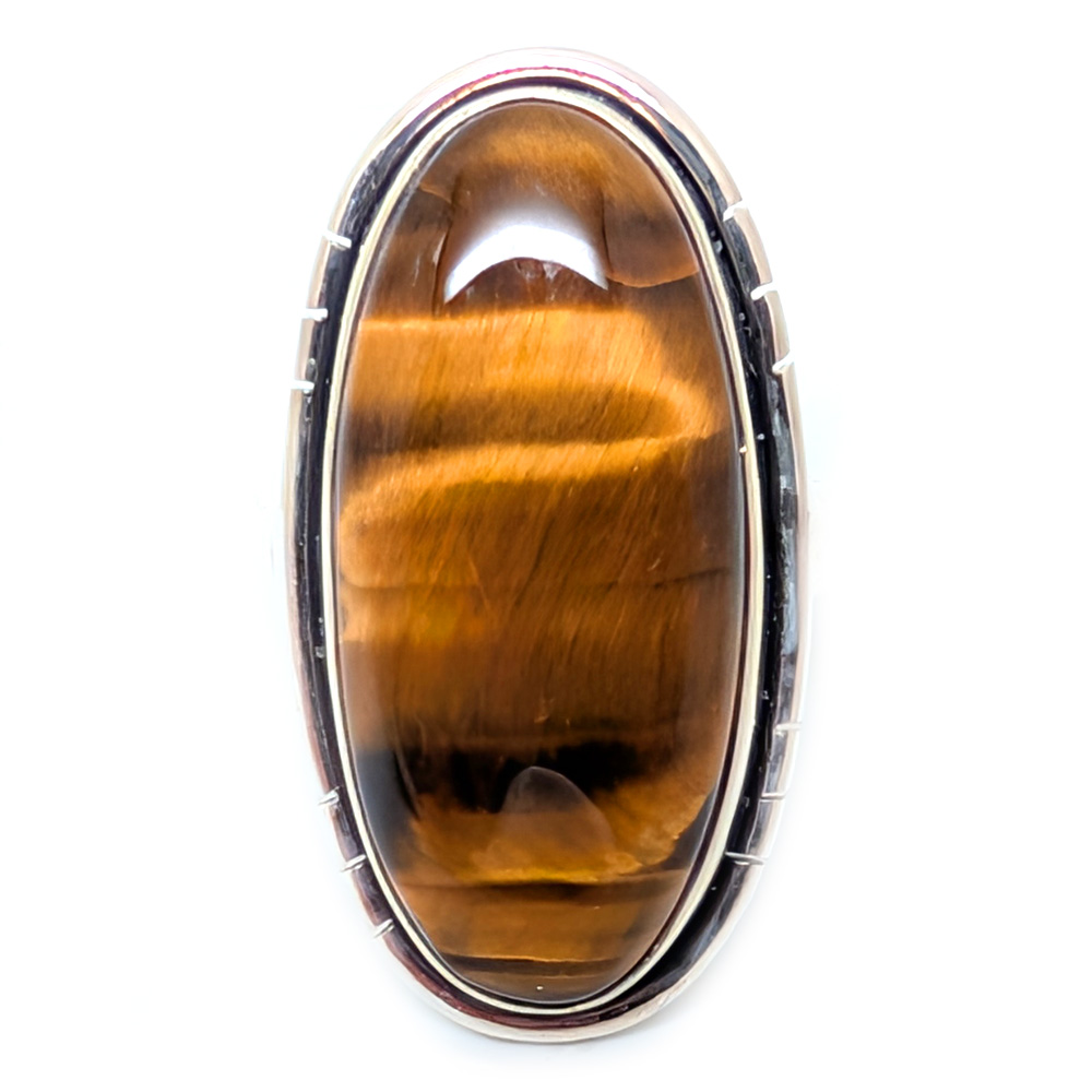 Tiger Eye Oval Sterling Silver Ring; size 8 Tiger Eye Oval Sterling Silver Ring; size 8 - Image 2