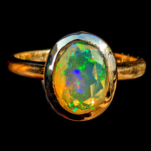 Ethiopian Opal faceted Oval Gold Vermeil Ring; size 6 Ethiopian Opal faceted Oval Gold Vermeil Ring; size 6