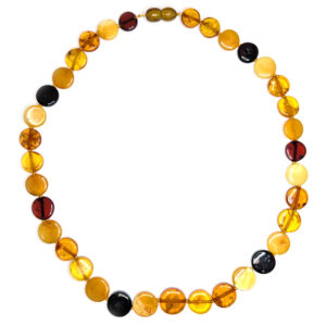 Amber Bead Necklace, Multi-color Amber Bead Necklace, Multi-color