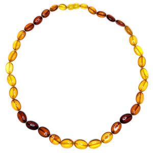 Amber Bead Necklace, Multi-color Amber Bead Necklace, Multi-color