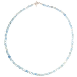 Aquamarine Cubic-Faceted Bead Necklace