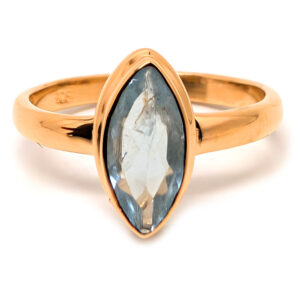 Aquamarine Marquise Faceted Gold Vermeil Ring; size 7