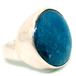 Blue Apatite Round Sterling Silver Ring; size 10 or 11