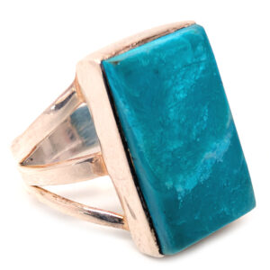Blue Opal Rectangular Sterling Silver Ring; size 6 Blue Opal Rectangular Sterling Silver Ring; size 6