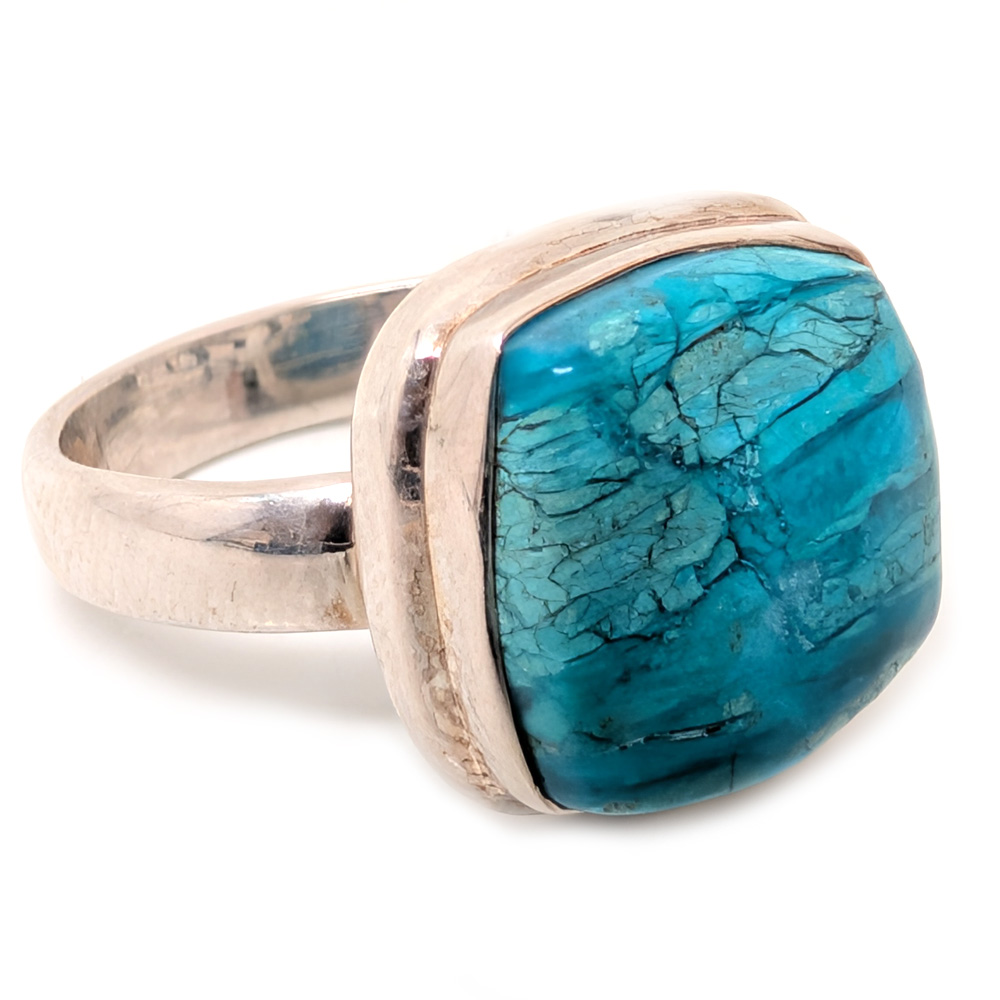 Blue Opal SquareSterling Silver Ring; size 7 Blue Opal SquareSterling Silver Ring; size 7 - Image 2