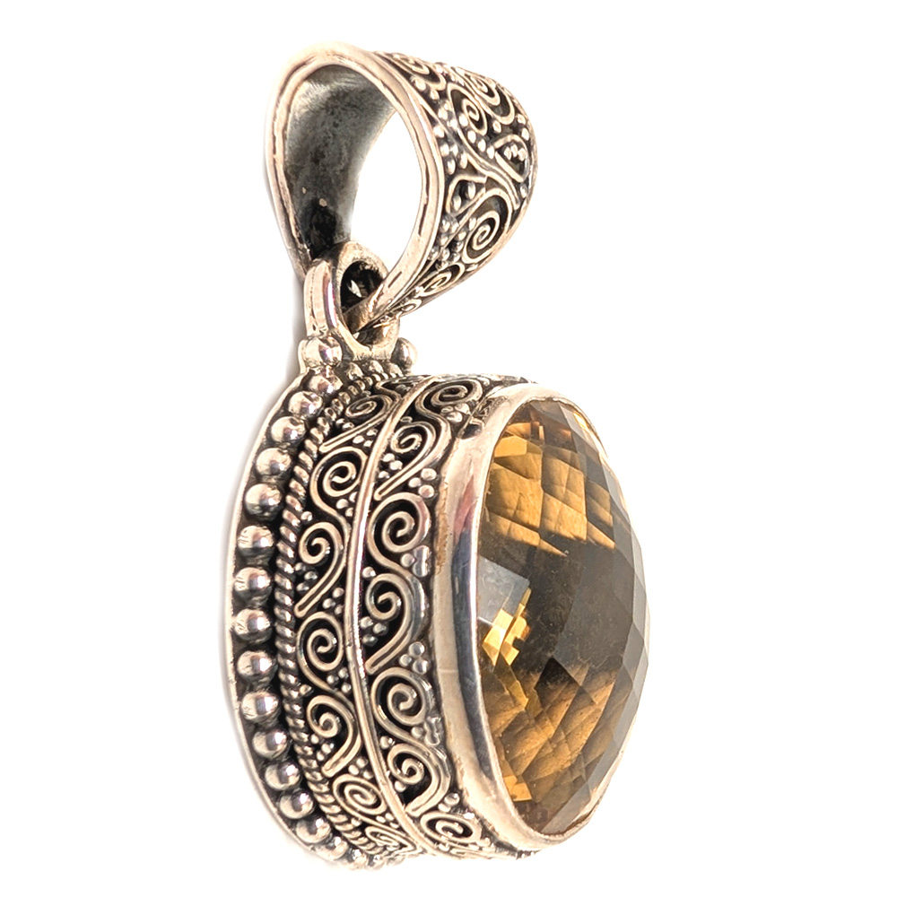 Citrine Oval Faceted Sterling Silver Pendant, Large Citrine Oval Faceted Sterling Silver Pendant, Large - Image 3