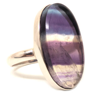 Fluorite Oval Sterling Silver Ring; size 10